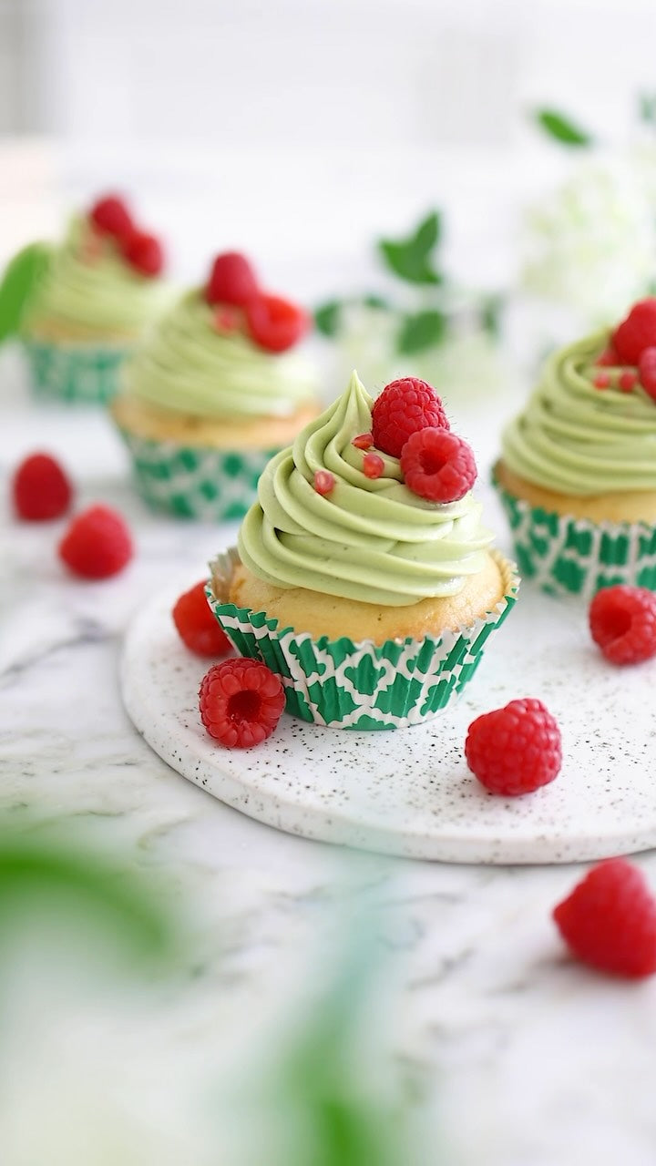 Vanilla & Matcha Coconut Custard Cupcakes