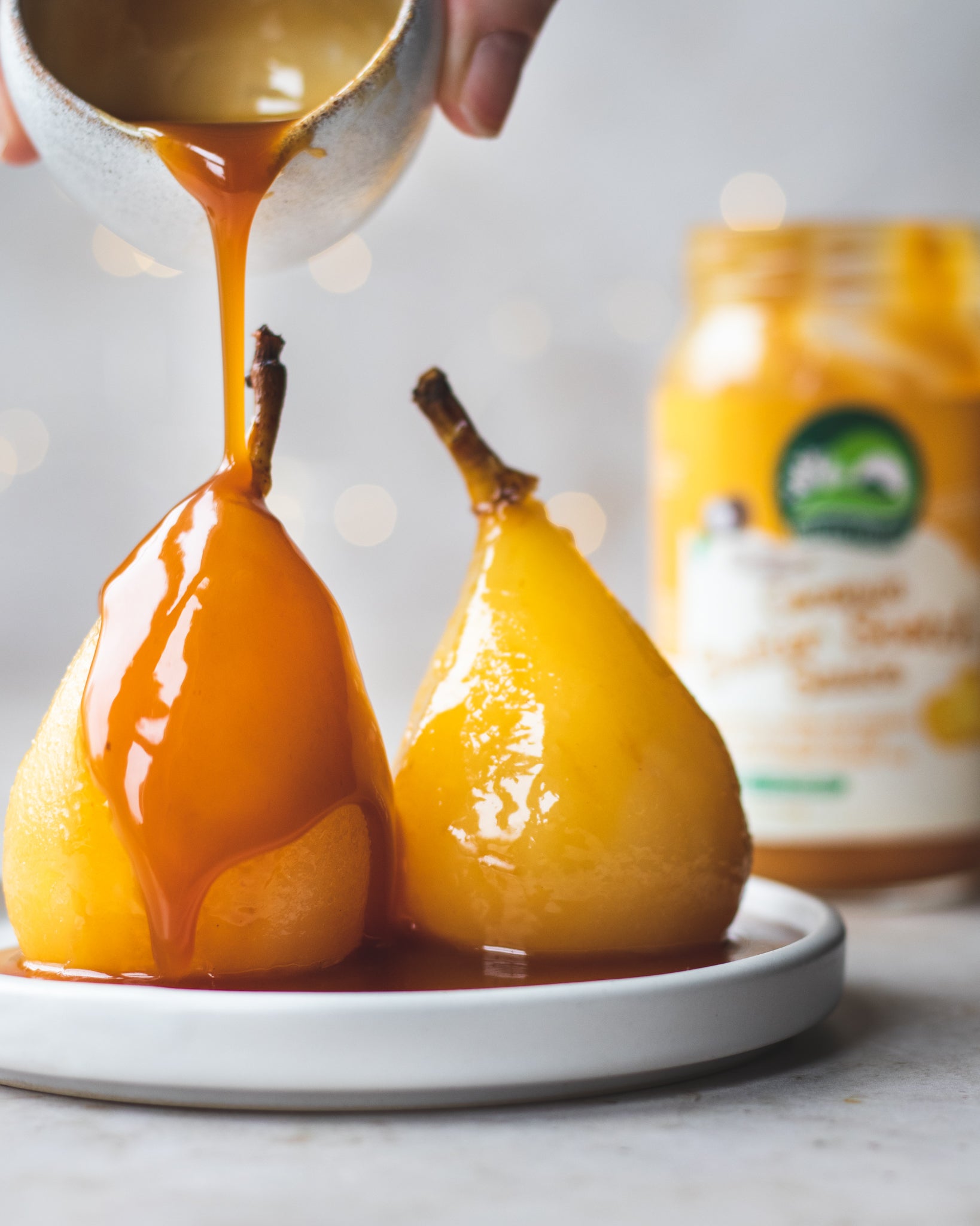 Butterscotch Cinnamon Poached Pears