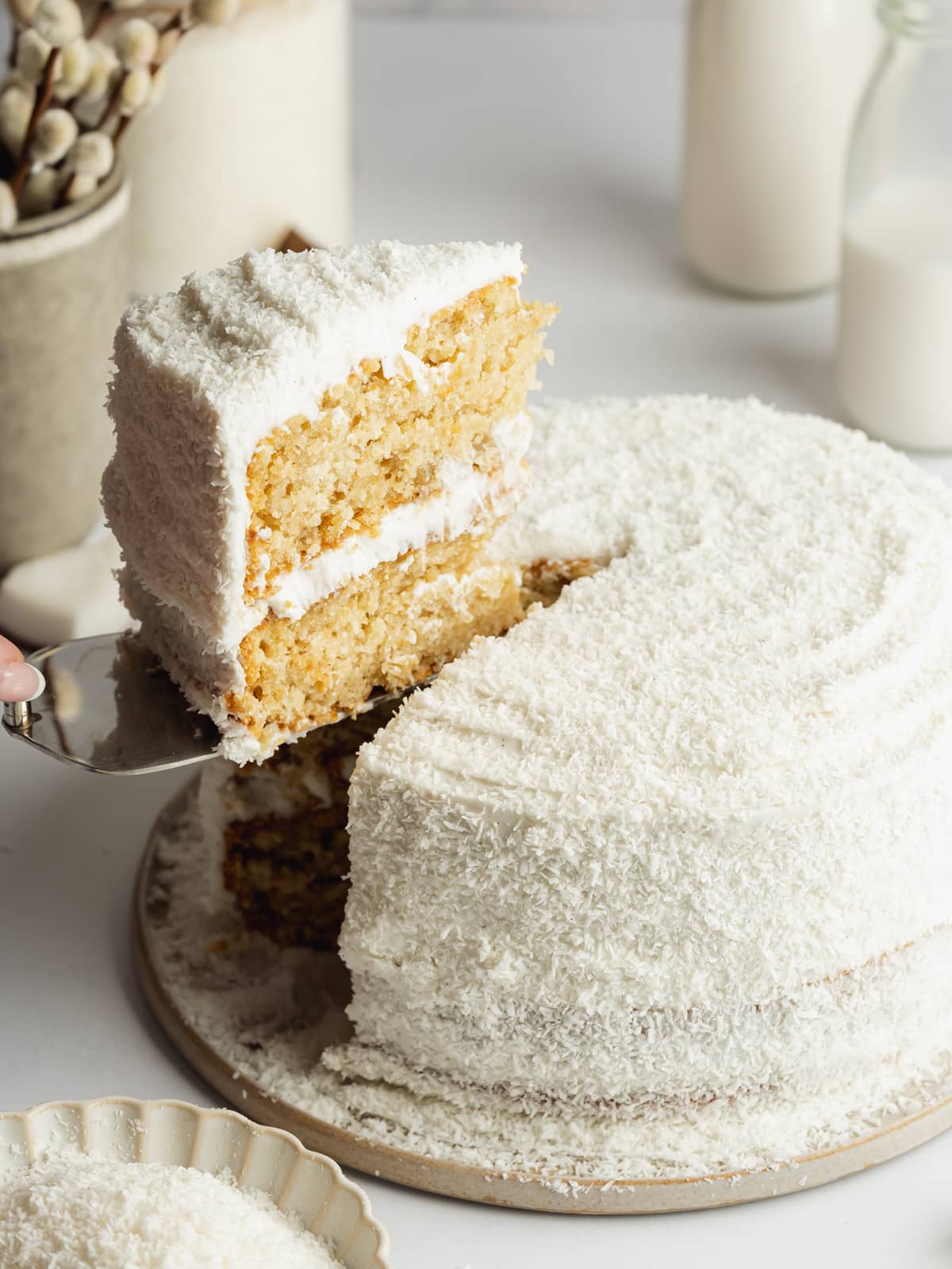 Vegan Coconut Cake with Whipped Cream Cheese Frosting